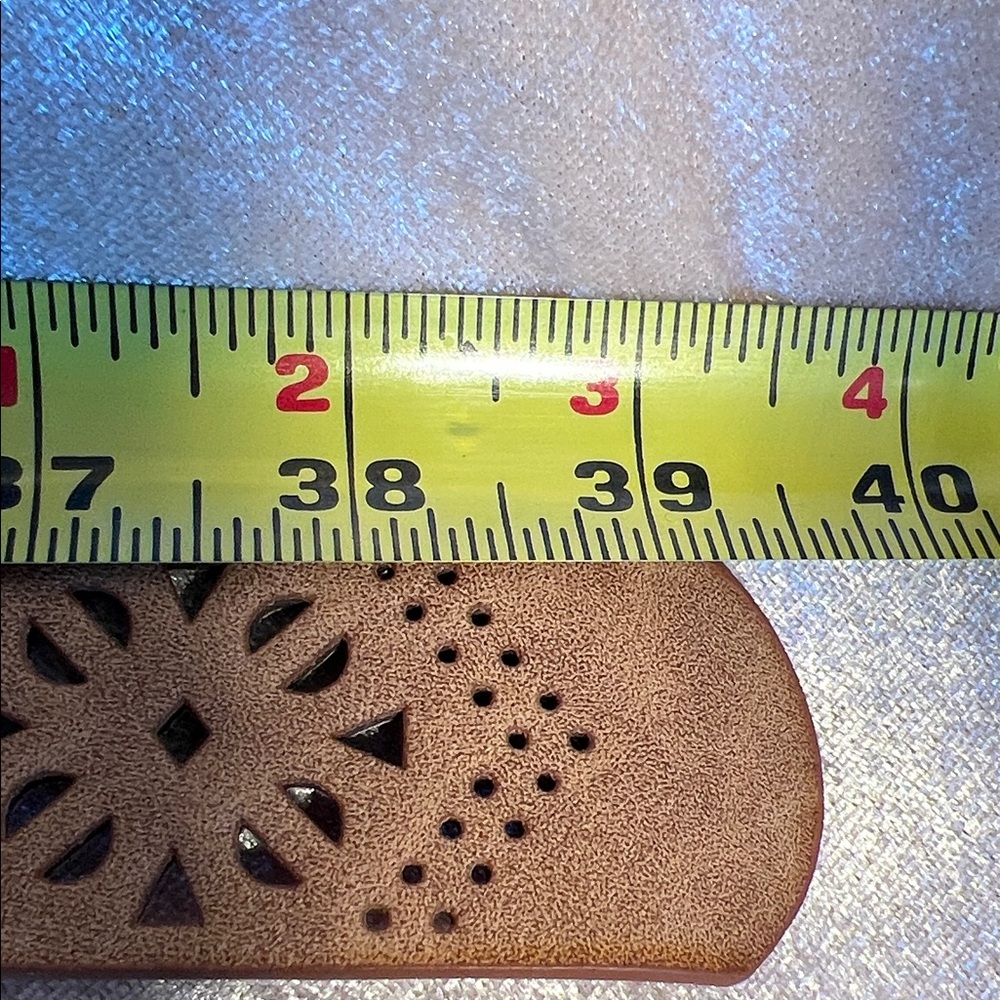 Chic Tan Perforated Belt with Rhinestones on Buckle - Picture 14 of 16